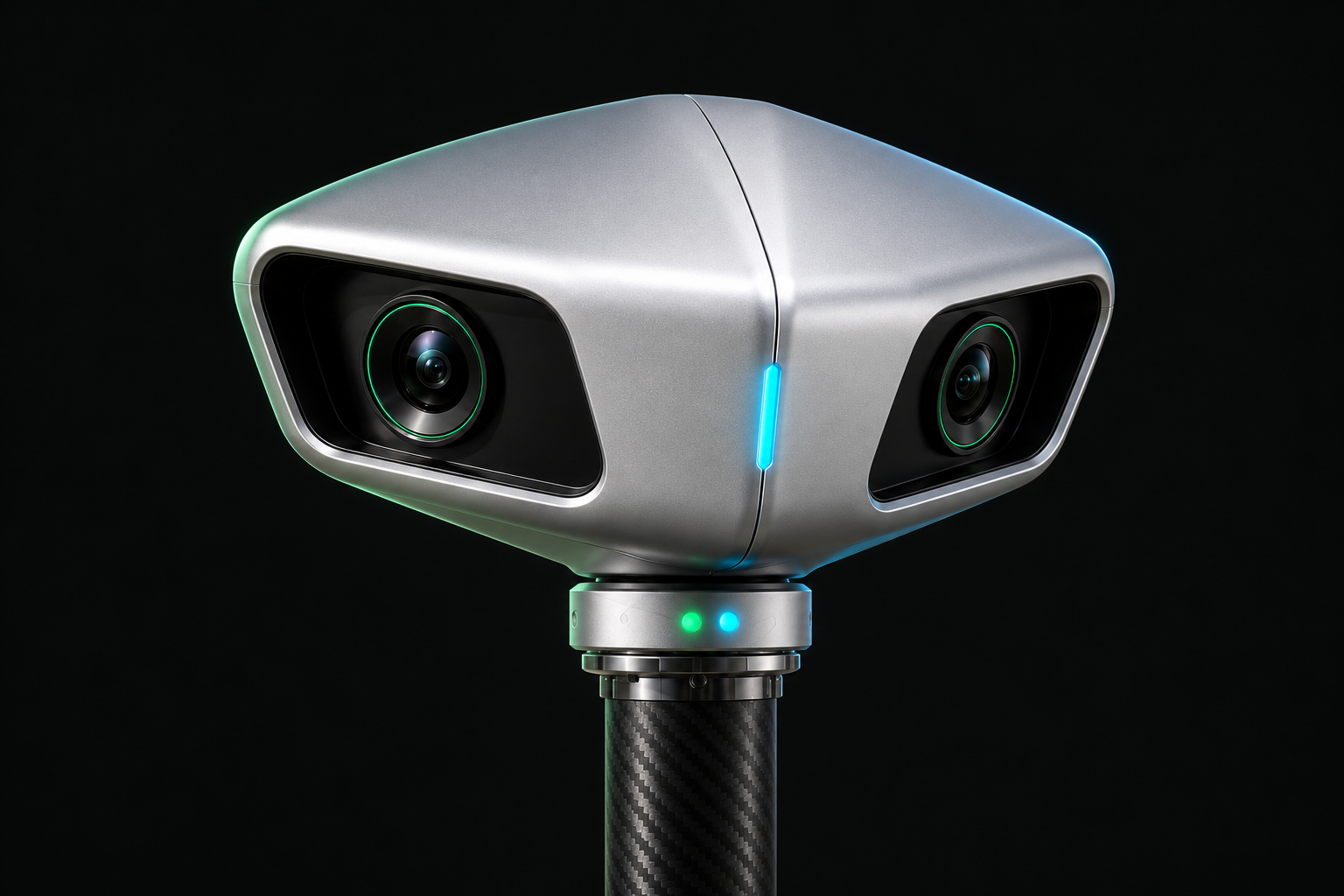 Silver Vantage camera in a dark studio